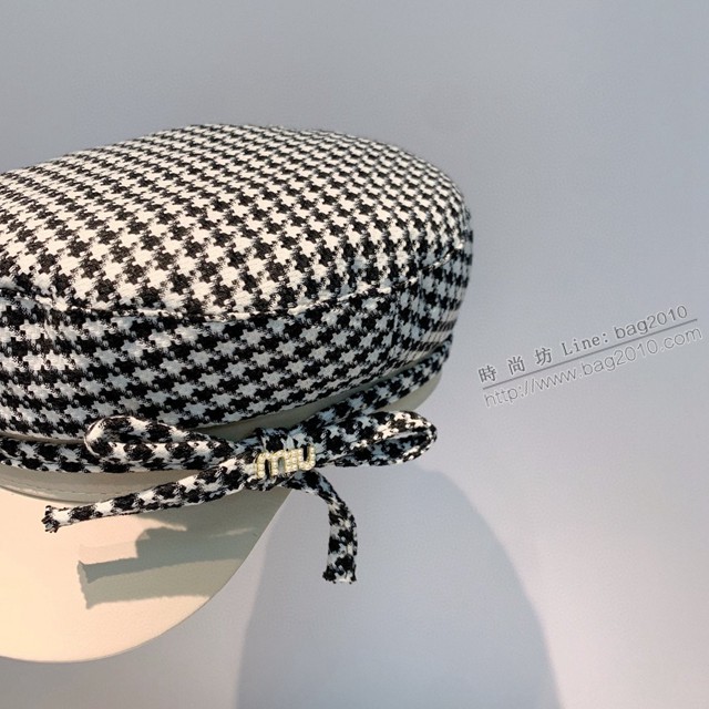 miumiu2021秋冬千鳥格軍帽 miumiu新款鴨舌帽  mmj1631